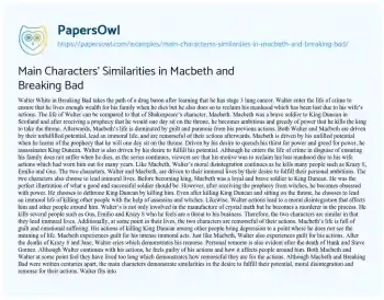 Essay on Main Characters’ Similarities in Macbeth and Breaking Bad