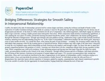 Essay on Bridging Differences: Strategies for Smooth Sailing in Interpersonal Relationship