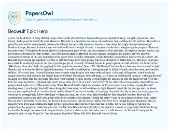 Essay on Beowulf Epic Hero