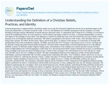 Essay on Understanding the Definition of a Christian: Beliefs, Practices, and Identity