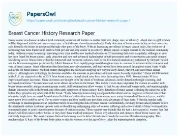 Essay on Breast Cancer History Research Paper