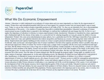 Essay on What we Do: Economic Empowerment