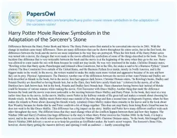 Essay on Harry Potter Movie Review: Symbolism in the Adaptation of the Sorcerer’s Stone