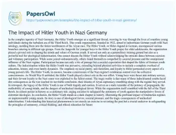 Essay on The Impact of Hitler Youth in Nazi Germany