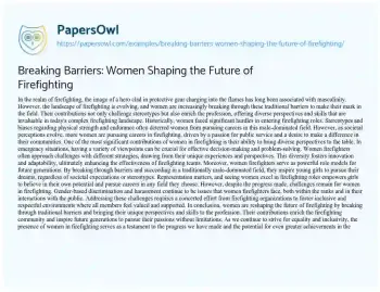 Essay on Breaking Barriers: Women Shaping the Future of Firefighting