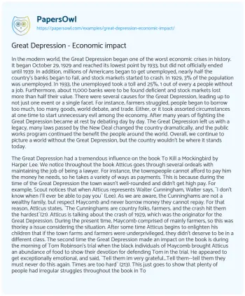 Essay on Great Depression – Economic Impact