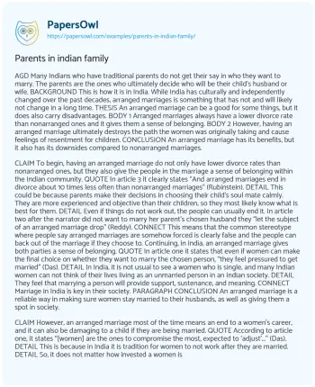 Essay on Parents in Indian Family