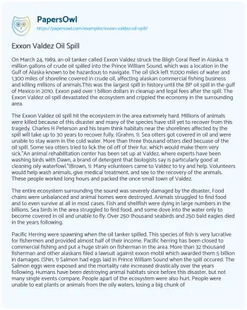 Essay on Exxon Valdez Oil Spill