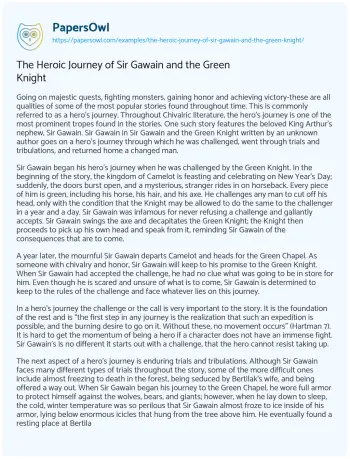 Essay on The Heroic Journey of Sir Gawain and the Green Knight