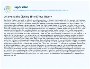 Essay on Analyzing the Closing Time Effect Theory