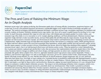 Essay on The Pros and Cons of Raising the Minimum Wage: an In-Depth Analysis