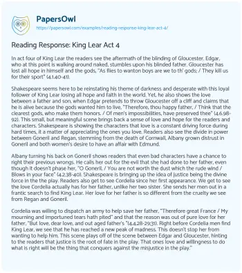 Essay on Reading Response: King Lear Act 4