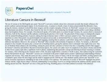 Essay on Literature Caesura in Beowulf