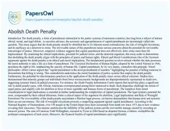 Essay on Abolish Death Penalty