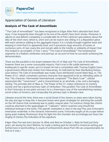 Essay on Appreciation of Genres of Literature