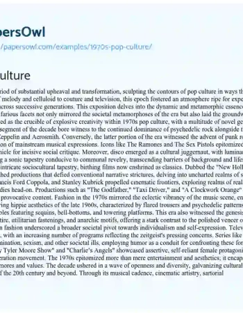 Essay on 1970s Pop Culture