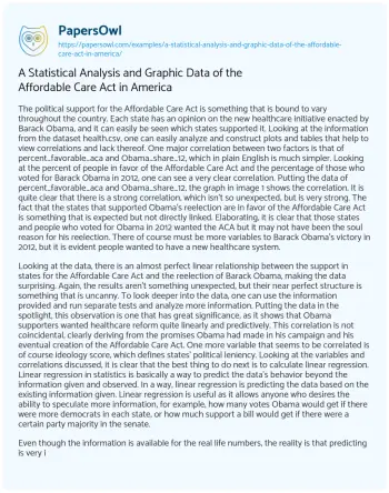 Essay on A Statistical Analysis and Graphic Data of the Affordable Care Act in America