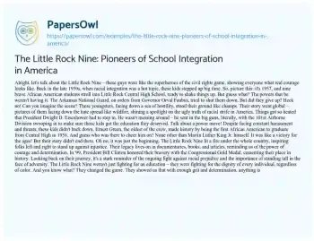 Essay on The Little Rock Nine: Pioneers of School Integration in America