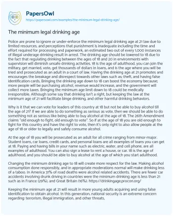 Essay on The Minimum Legal Drinking Age