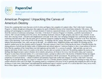 Essay on American Progress’: Unpacking the Canvas of America’s Destiny