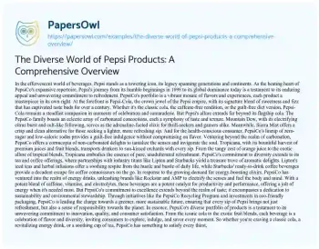 Essay on The Diverse World of Pepsi Products: a Comprehensive Overview