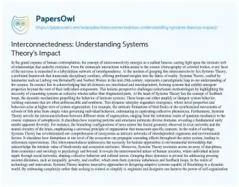 Essay on Interconnectedness: Understanding Systems Theory’s Impact