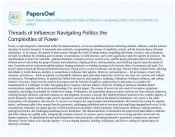 Essay on Threads of Influence: Navigating Politics the Complexities of Power