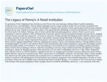 Essay on The Legacy of Penny’s: a Retail Institution