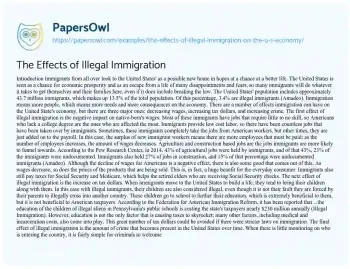 Essay on The Effects of Illegal Immigration