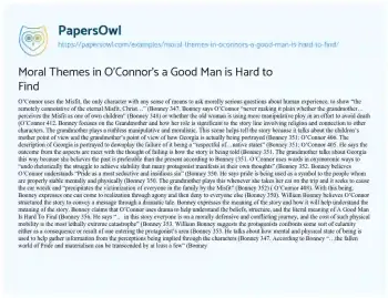 Essay on Moral Themes in O’Connor’s a Good Man is Hard to Find