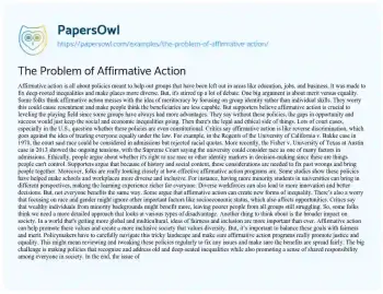 Essay on The Problem of Affirmative Action