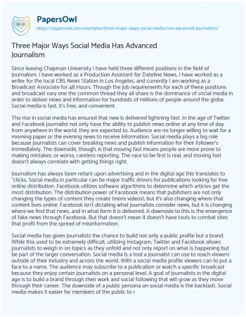 Essay on The Impact of Social Media on Modern Journalism