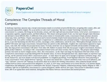 Essay on Conscience: the Complex Threads of Moral Compass