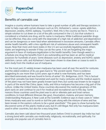 Essay on Benefits of Cannabis Use