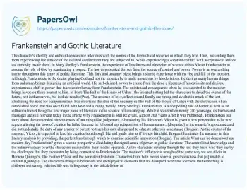 Essay on Frankenstein Examples in Gothic Literature