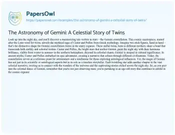 Essay on The Celestial Storyteller: Exploring Gemini