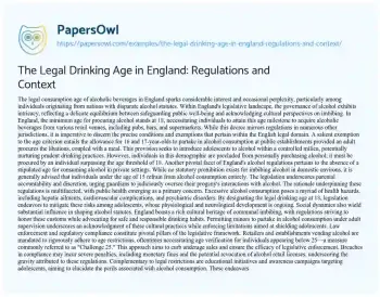 Essay on The Legal Drinking Age in England: Regulations and Context