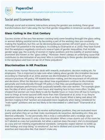 Essay on Social and Economic Interactions