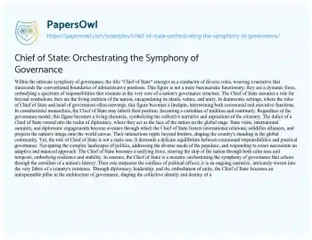 Essay on Chief of State: Orchestrating the Symphony of Governance