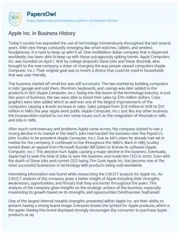 Essay on Apple Inc. in Business History