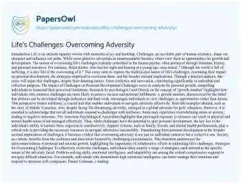 Essay on Life’s Challenges: Overcoming Adversity