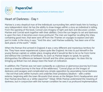 Essay on Heart of Darkness – Day 1