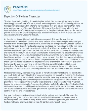 Essay on Depiction of Medea’s Character