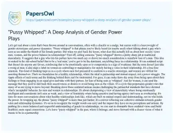 Essay on “Pussy Whipped”: a Deep Analysis of Gender Power Plays