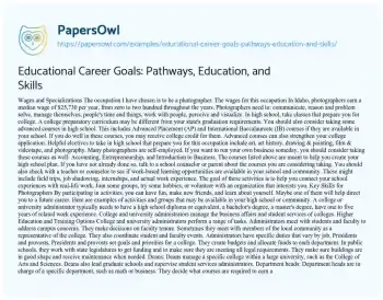 Essay on Educational Career Goals: Pathways, Education, and Skills