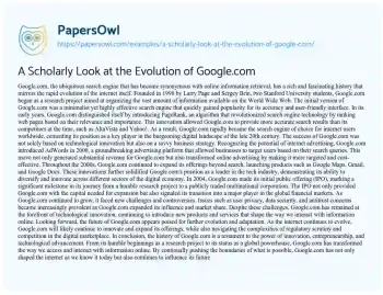 Essay on A Scholarly Look at the Evolution of Google.com