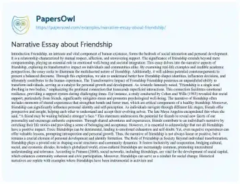 Essay on Narrative Essay about Friendship