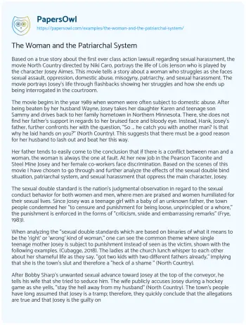 Essay on The Woman and the Patriarchal System