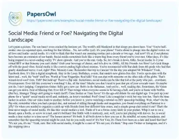 Essay on Social Media: Friend or Foe? Navigating the Digital Landscape