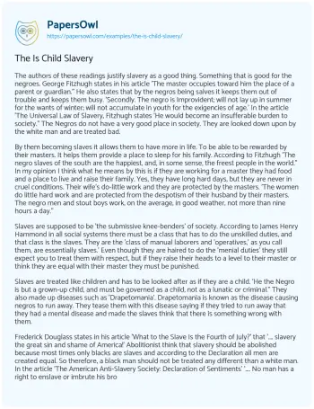 Essay on The is Child Slavery